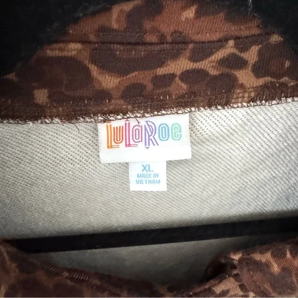 NWT Lula Roe Leopard Print Presley Jersey Knit Moto Jacket XL - Picture 4 of 6